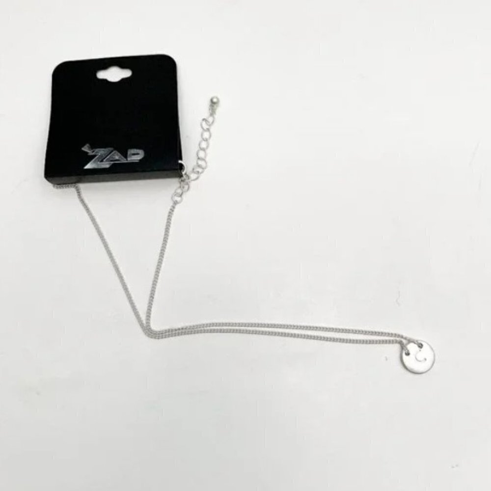 Zad Silver Tone Initial Letter "C" Circle Chain Necklace NWT